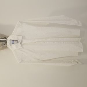 Zara Small Slim Fit Men's White Dotted Dress Shirt